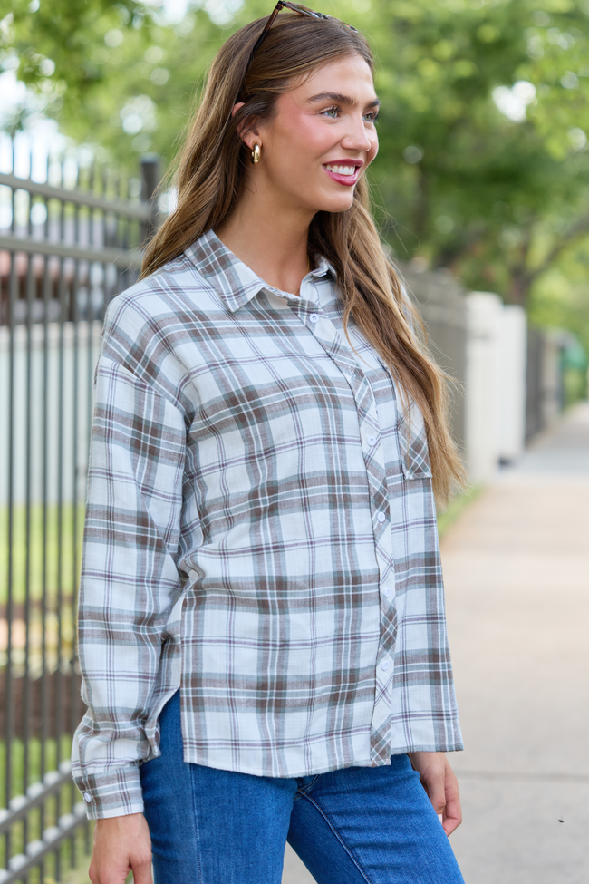 Made Me Realize Ivory/Sage Plaid Flannel