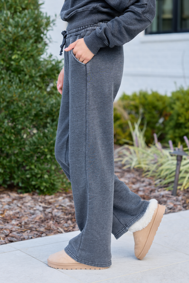 Learn As You Go Black Acid Washed Sweatpants